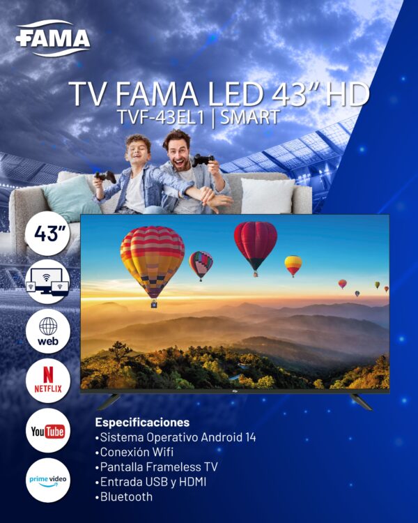 Televisor Smart LED Fama TVF-40E20 40" FHD Wifi - Negro