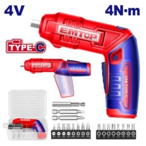 MINI ATORNILLADOR 4V EMTOP CON ESTUCHE ECSR0408