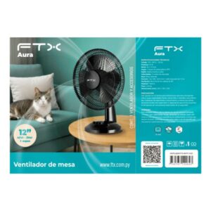 VENTILADOR DE MESA FTX 3 VELOCIDADES AURA 45W 220V NEG/MET HB-TF-15-02